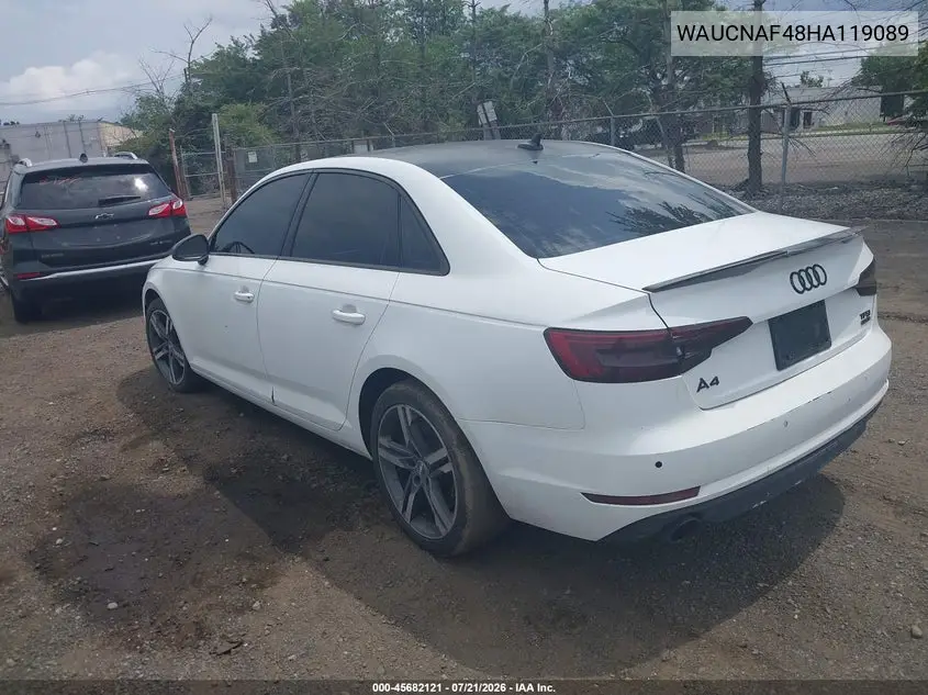 2017 Audi A4 2.0T Technik VIN: WAUCNAF48HA119089 Lot: 45682121