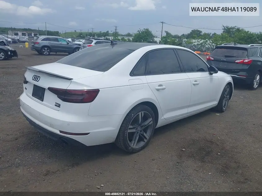 2017 Audi A4 2.0T Technik VIN: WAUCNAF48HA119089 Lot: 45682121