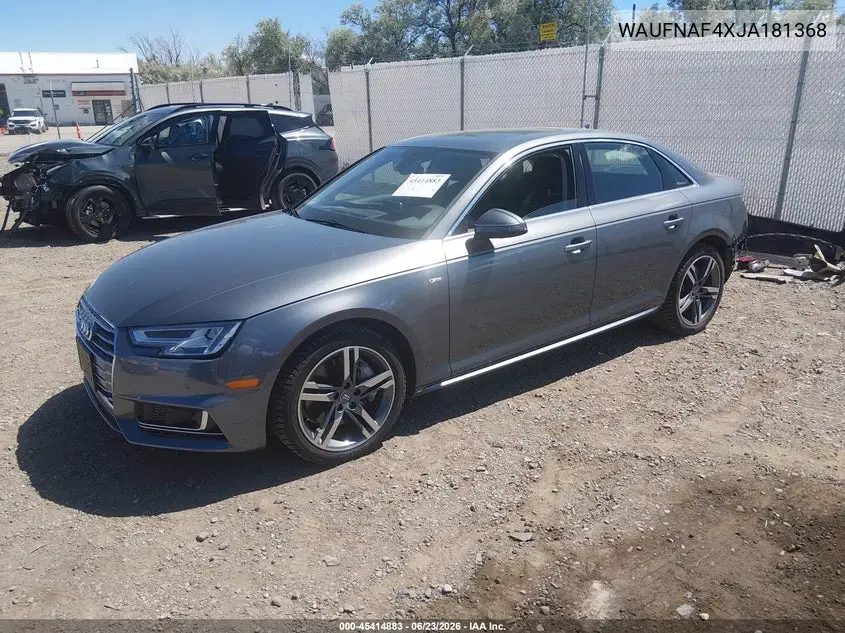 2018 Audi A4 2.0T Premium VIN: WAUFNAF4XJA181368 Lot: 45414883