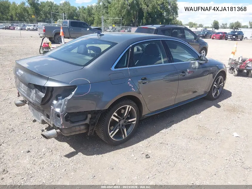 2018 Audi A4 2.0T Premium VIN: WAUFNAF4XJA181368 Lot: 45414883