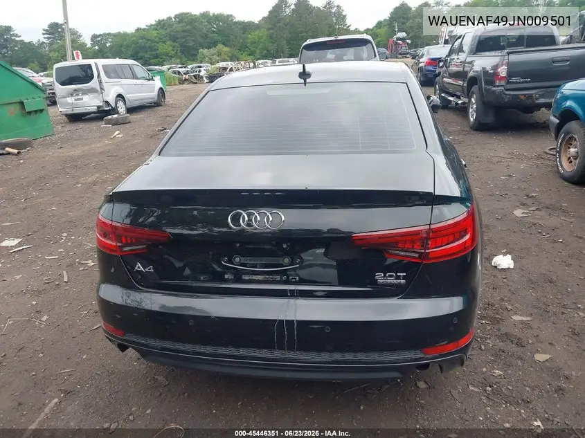 2018 Audi A4 2.0T Premium/2.0T Tech Premium VIN: WAUENAF49JN009501 Lot: 45446351