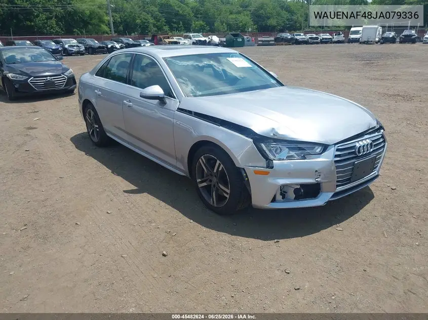 2018 Audi A4 2.0T Premium/2.0T Tech Premium VIN: WAUENAF48JA079336 Lot: 45482624