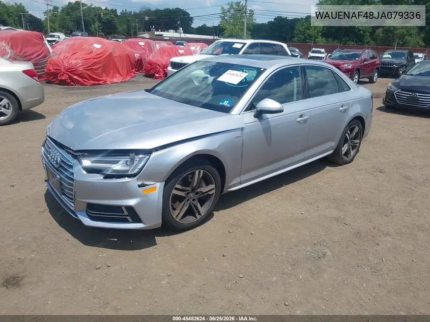 2018 Audi A4 2.0T Premium/2.0T Tech Premium VIN: WAUENAF48JA079336 Lot: 45482624