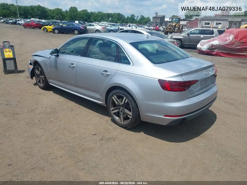 2018 Audi A4 2.0T Premium/2.0T Tech Premium VIN: WAUENAF48JA079336 Lot: 45482624