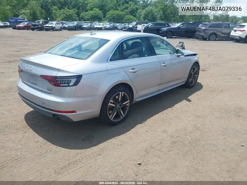 2018 Audi A4 2.0T Premium/2.0T Tech Premium VIN: WAUENAF48JA079336 Lot: 45482624