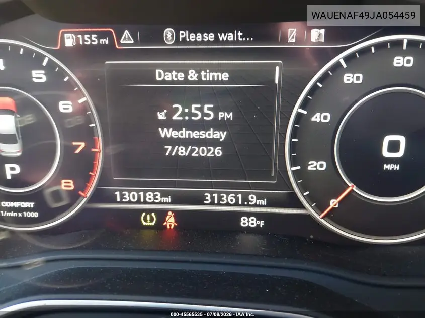 2018 Audi A4 2.0T Premium/2.0T Tech Premium VIN: WAUENAF49JA054459 Lot: 45565535