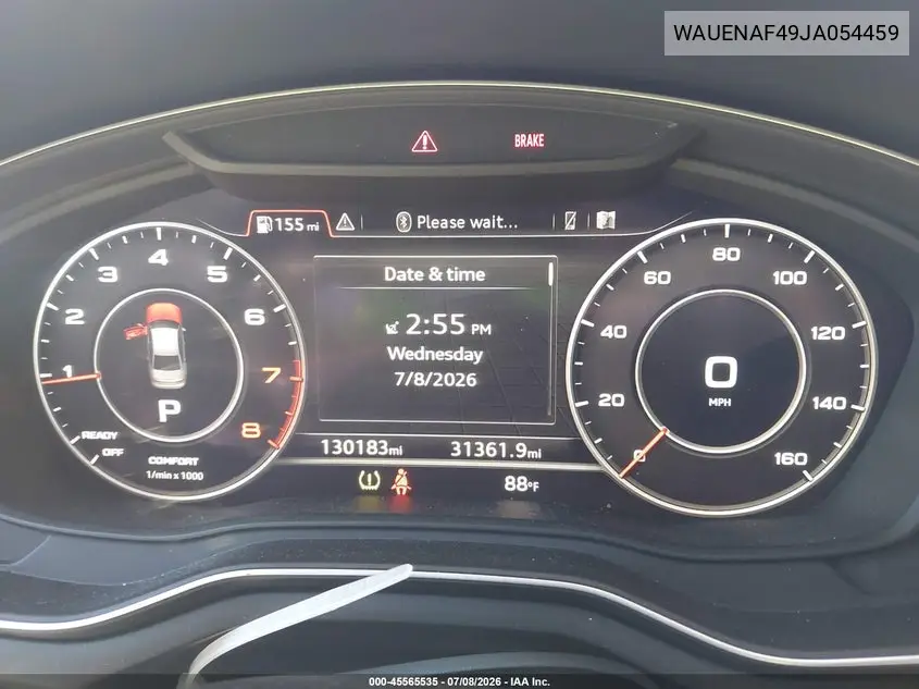 2018 Audi A4 2.0T Premium/2.0T Tech Premium VIN: WAUENAF49JA054459 Lot: 45565535