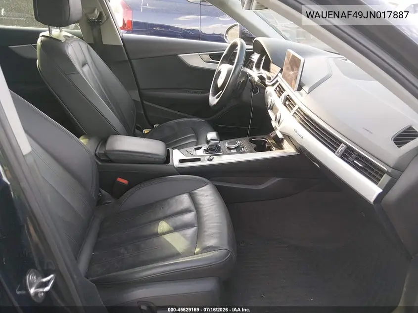 2018 Audi A4 2.0T Premium/2.0T Tech Premium VIN: WAUENAF49JN017887 Lot: 45629169