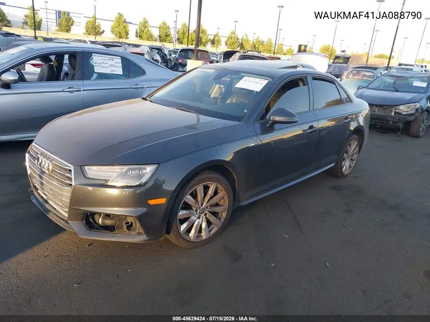 2018 Audi A4 2.0T Tech Ultra Premium/2.0T Ultra Premium VIN: WAUKMAF41JA088790 Lot: 45629424