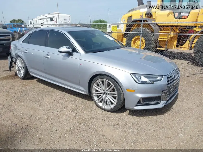 2018 Audi A4 2.0T Premium VIN: WAUFNAF47JA057848 Lot: 45631563