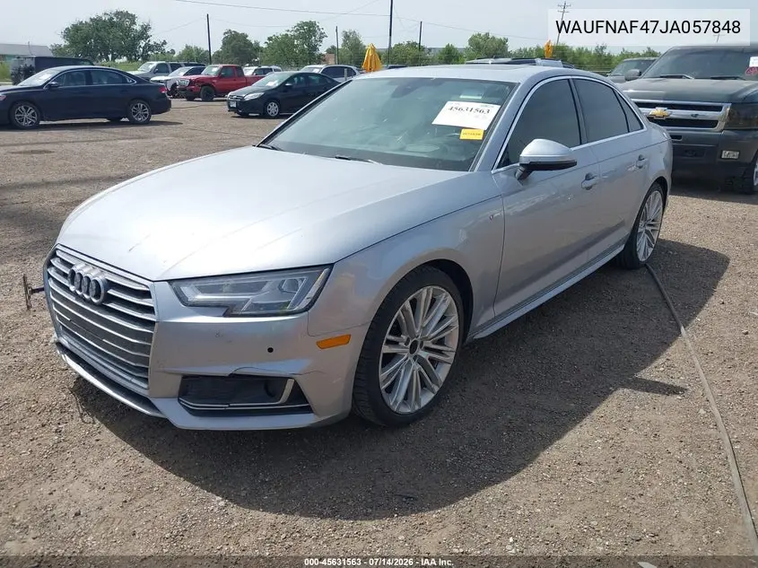 2018 Audi A4 2.0T Premium VIN: WAUFNAF47JA057848 Lot: 45631563