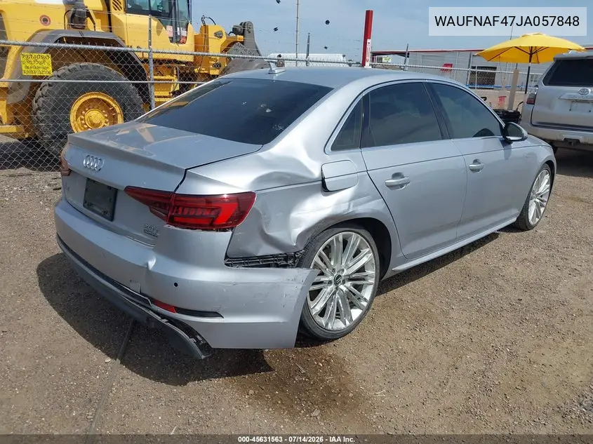 2018 Audi A4 2.0T Premium VIN: WAUFNAF47JA057848 Lot: 45631563