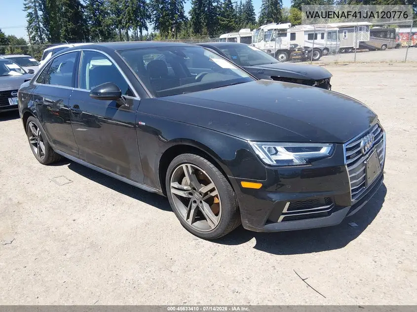 2018 Audi A4 2.0T Premium/2.0T Tech Premium VIN: WAUENAF41JA120776 Lot: 45633410