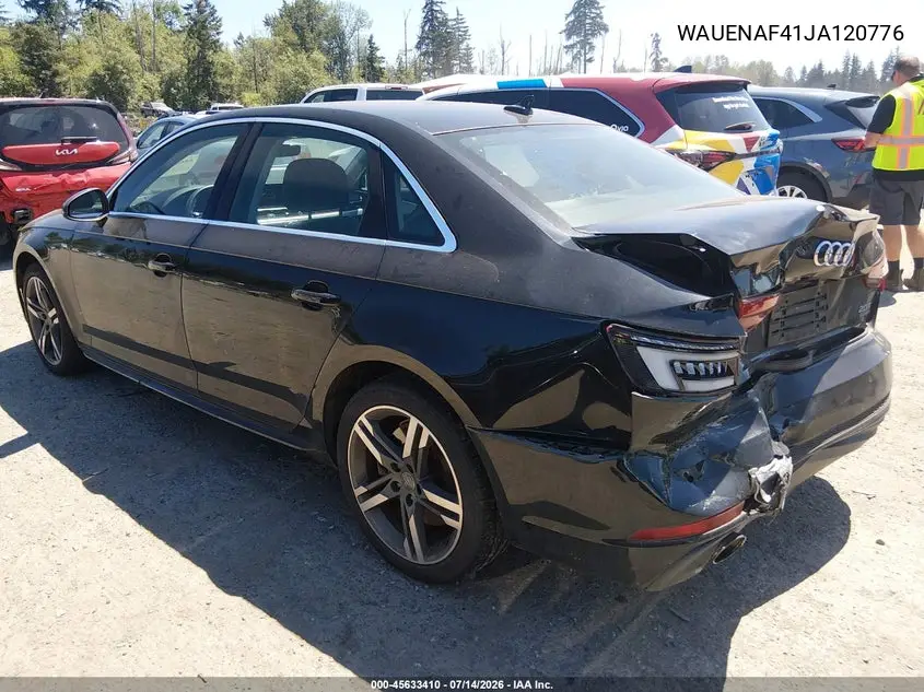 2018 Audi A4 2.0T Premium/2.0T Tech Premium VIN: WAUENAF41JA120776 Lot: 45633410