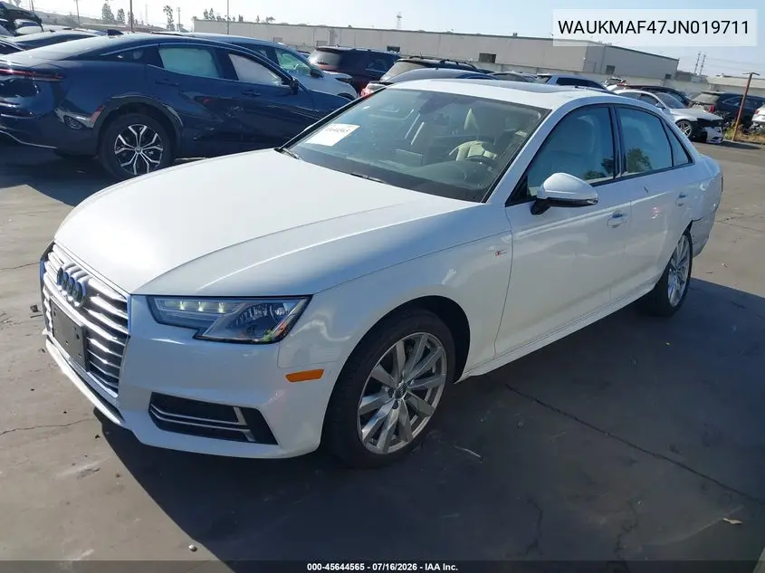 2018 Audi A4 2.0T Tech Ultra Premium/2.0T Ultra Premium VIN: WAUKMAF47JN019711 Lot: 45644565