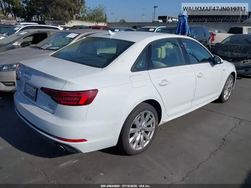 2018 Audi A4 2.0T Tech Ultra Premium/2.0T Ultra Premium VIN: WAUKMAF47JN019711 Lot: 45644565