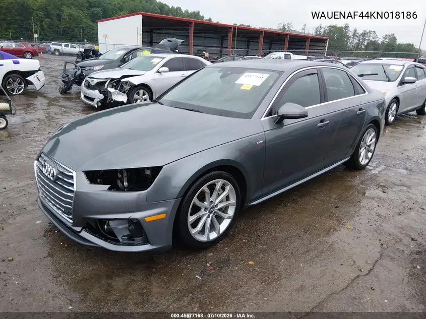 2019 Audi A4 45 Premium VIN: WAUENAF44KN018186 Lot: 45577168
