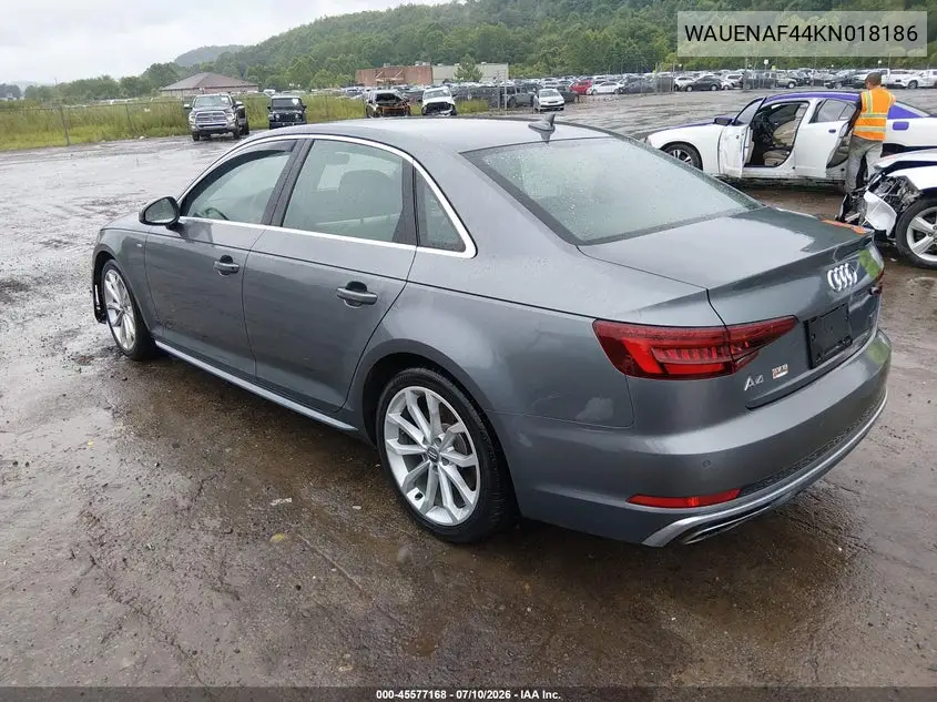 2019 Audi A4 45 Premium VIN: WAUENAF44KN018186 Lot: 45577168