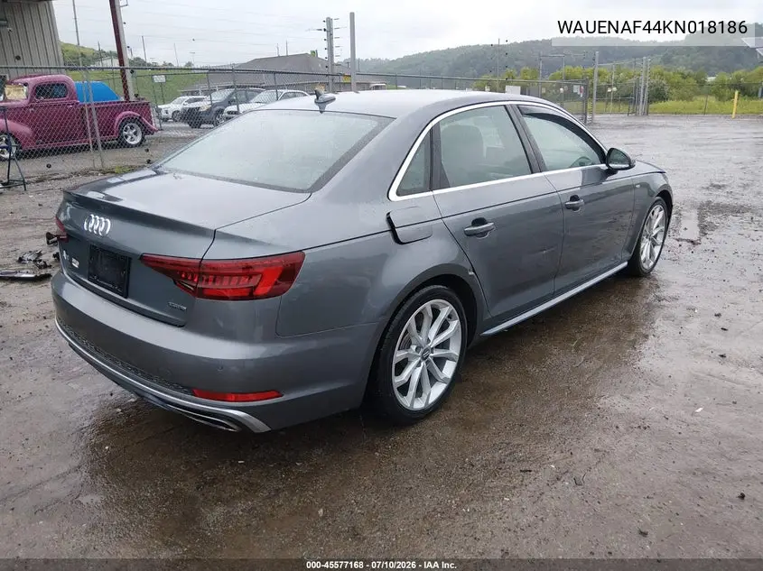 2019 Audi A4 45 Premium VIN: WAUENAF44KN018186 Lot: 45577168