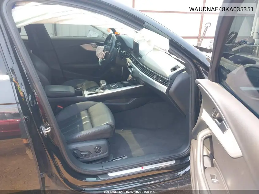 2019 Audi A4 45 Premium VIN: WAUDNAF48KA035351 Lot: 45666328
