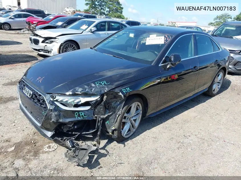 2020 Audi A4 Premium Plus 45 Tfsi Quattro S Tronic VIN: WAUENAF47LN007183 Lot: 45622244