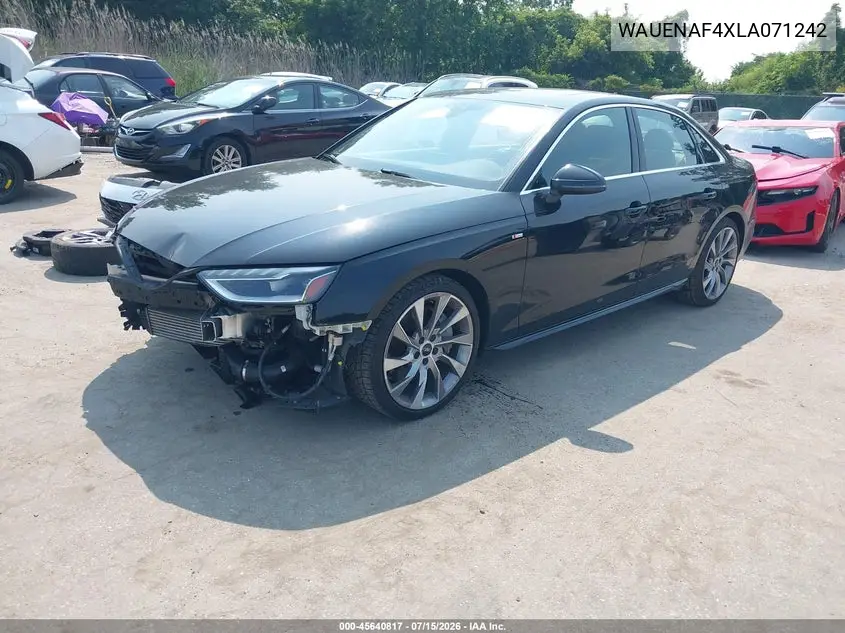 2020 Audi A4 Premium Plus 45 Tfsi Quattro S Tronic VIN: WAUENAF4XLA071242 Lot: 45640817