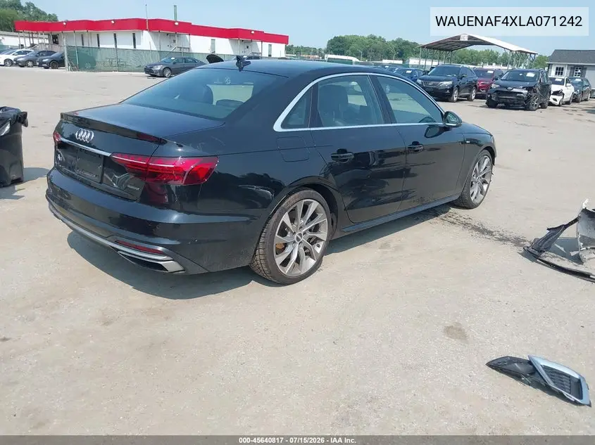 2020 Audi A4 Premium Plus 45 Tfsi Quattro S Tronic VIN: WAUENAF4XLA071242 Lot: 45640817