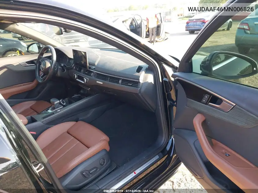 2021 Audi A4 Premium 45 Tfsi S Line Quattro S Tronic VIN: WAUDAAF46MN006826 Lot: 45621919