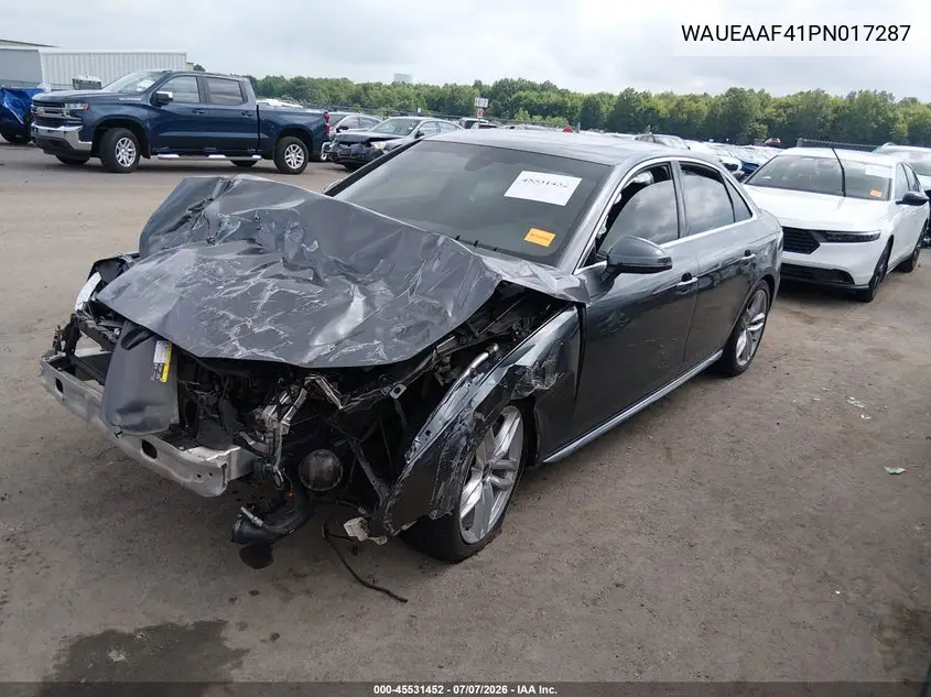 2023 Audi A4 Premium Plus 45 Tfsi S Line Quattro S Tronic VIN: WAUEAAF41PN017287 Lot: 45531452
