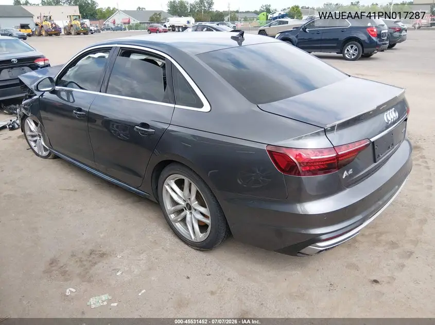 2023 Audi A4 Premium Plus 45 Tfsi S Line Quattro S Tronic VIN: WAUEAAF41PN017287 Lot: 45531452