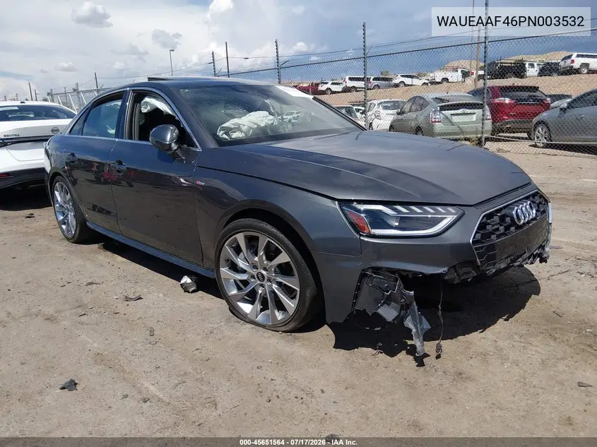 2023 Audi A4 Premium Plus 45 Tfsi S Line Quattro S Tronic VIN: WAUEAAF46PN003532 Lot: 45651564