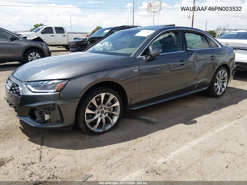 2023 Audi A4 Premium Plus 45 Tfsi S Line Quattro S Tronic VIN: WAUEAAF46PN003532 Lot: 45651564