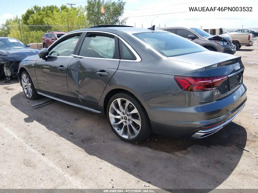 2023 Audi A4 Premium Plus 45 Tfsi S Line Quattro S Tronic VIN: WAUEAAF46PN003532 Lot: 45651564