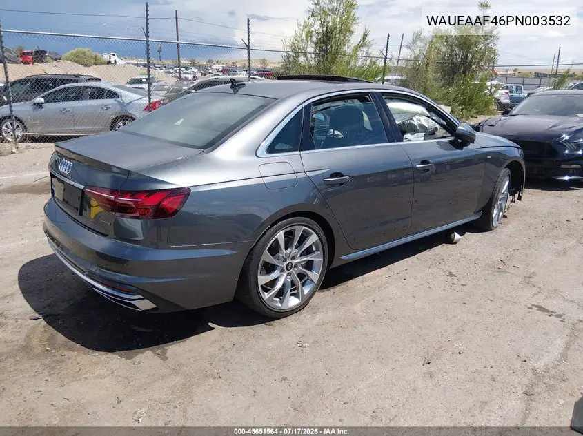 2023 Audi A4 Premium Plus 45 Tfsi S Line Quattro S Tronic VIN: WAUEAAF46PN003532 Lot: 45651564