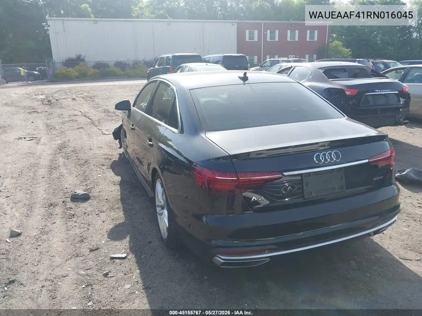 2024 Audi A4 Premium Plus 45 Tfsi S Line Quattro S Tronic VIN: WAUEAAF41RN016045 Lot: 45155767