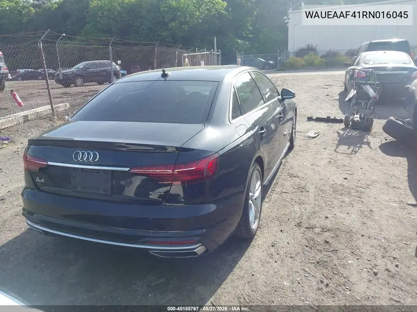 2024 Audi A4 Premium Plus 45 Tfsi S Line Quattro S Tronic VIN: WAUEAAF41RN016045 Lot: 45155767