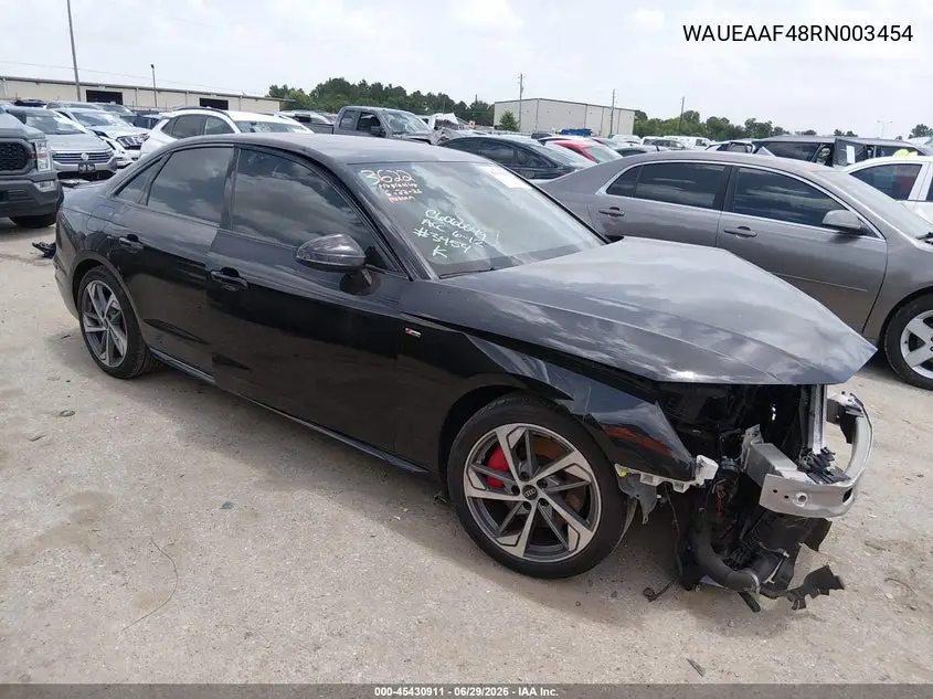 2024 Audi A4 Premium Plus 45 Tfsi S Line Quattro S Tronic VIN: WAUEAAF48RN003454 Lot: 45430911