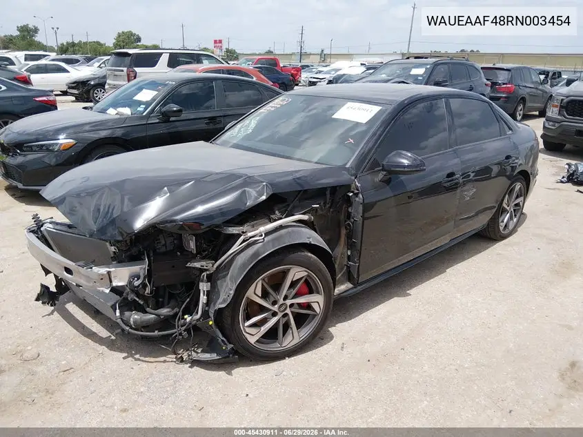 2024 Audi A4 Premium Plus 45 Tfsi S Line Quattro S Tronic VIN: WAUEAAF48RN003454 Lot: 45430911