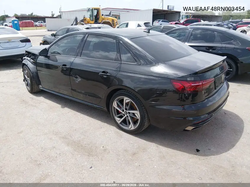 2024 Audi A4 Premium Plus 45 Tfsi S Line Quattro S Tronic VIN: WAUEAAF48RN003454 Lot: 45430911