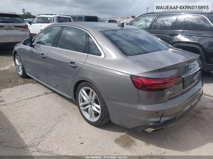 2024 Audi A4 Premium Plus 45 Tfsi S Line Quattro S Tronic VIN: WAUEAAF4XRN015895 Lot: 45629402
