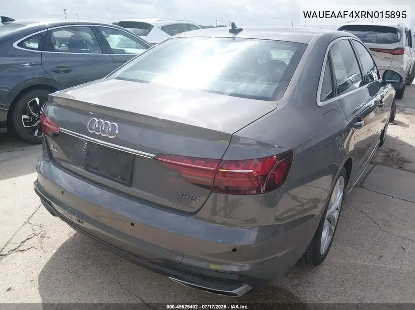 2024 Audi A4 Premium Plus 45 Tfsi S Line Quattro S Tronic VIN: WAUEAAF4XRN015895 Lot: 45629402