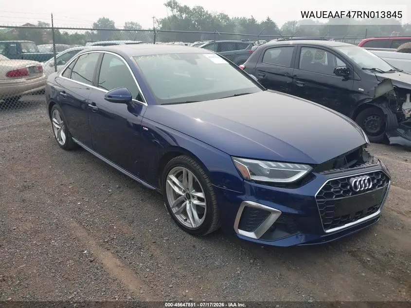 2024 Audi A4 Premium Plus 45 Tfsi S Line Quattro S Tronic VIN: WAUEAAF47RN013845 Lot: 45647851