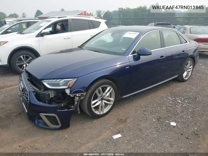 2024 Audi A4 Premium Plus 45 Tfsi S Line Quattro S Tronic VIN: WAUEAAF47RN013845 Lot: 45647851