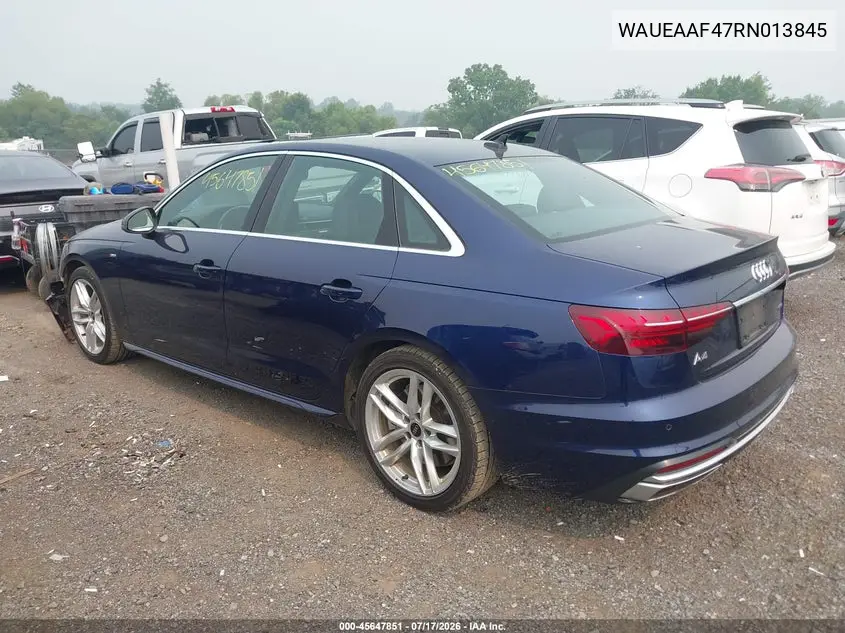 2024 Audi A4 Premium Plus 45 Tfsi S Line Quattro S Tronic VIN: WAUEAAF47RN013845 Lot: 45647851