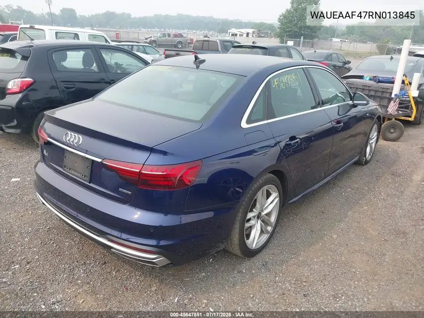 2024 Audi A4 Premium Plus 45 Tfsi S Line Quattro S Tronic VIN: WAUEAAF47RN013845 Lot: 45647851