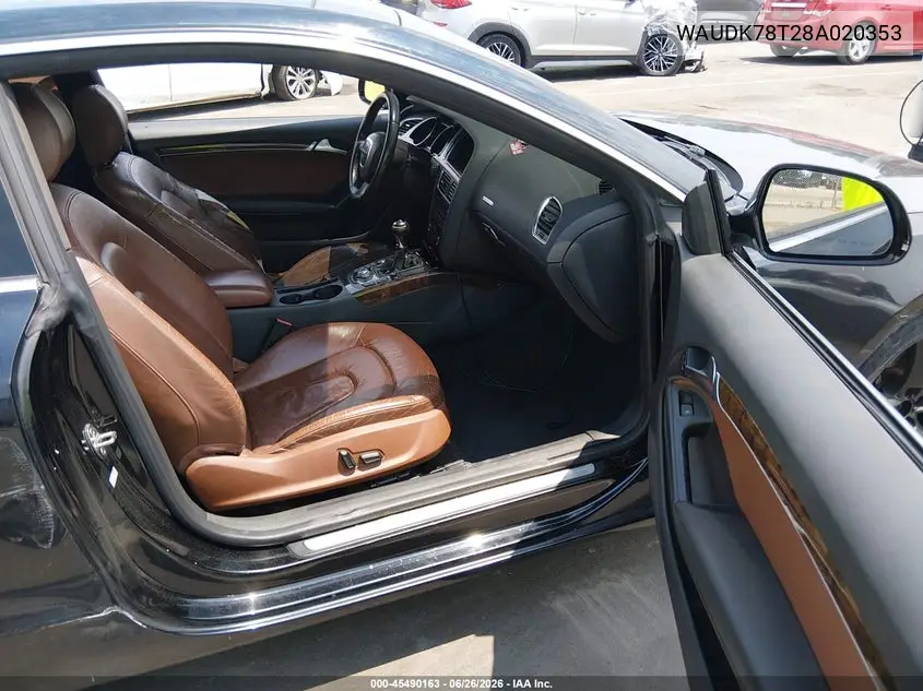 2008 Audi A5 3.2L VIN: WAUDK78T28A020353 Lot: 45490163
