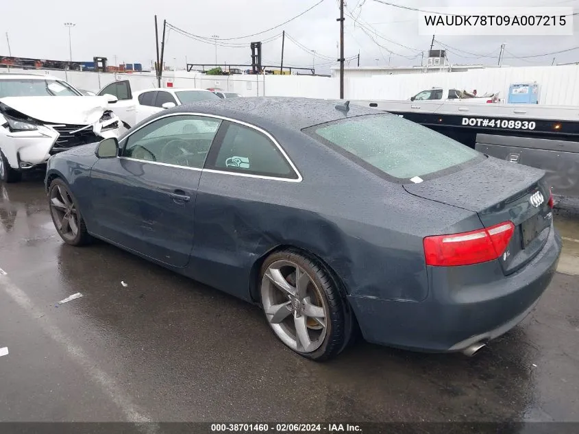 2009 Audi A5 3.2L VIN: WAUDK78T09A007215 Lot: 38701460