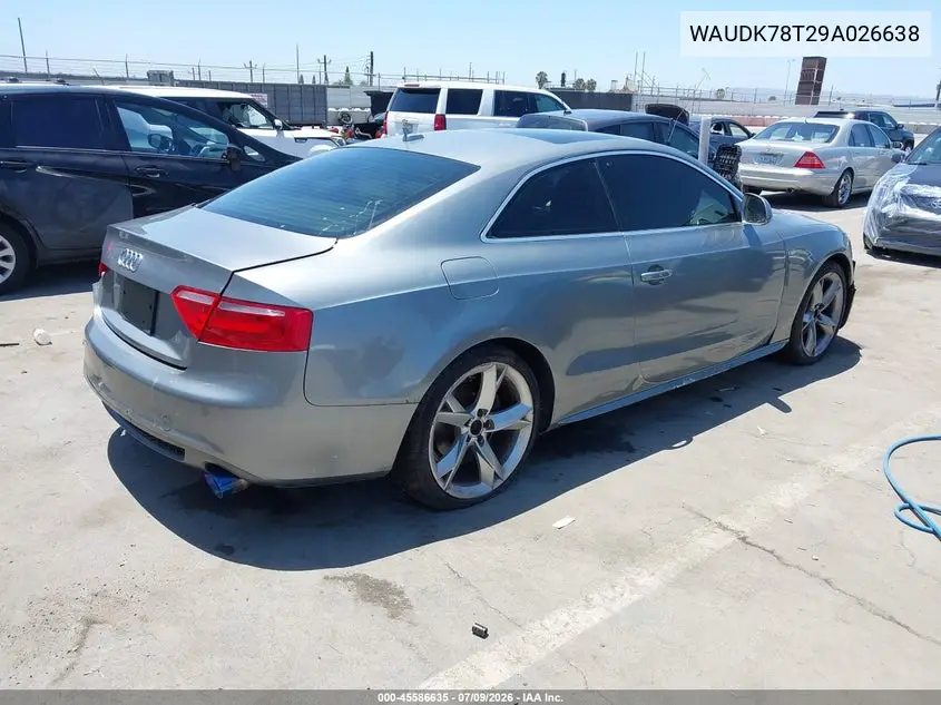 2009 Audi A5 3.2L VIN: WAUDK78T29A026638 Lot: 45586635