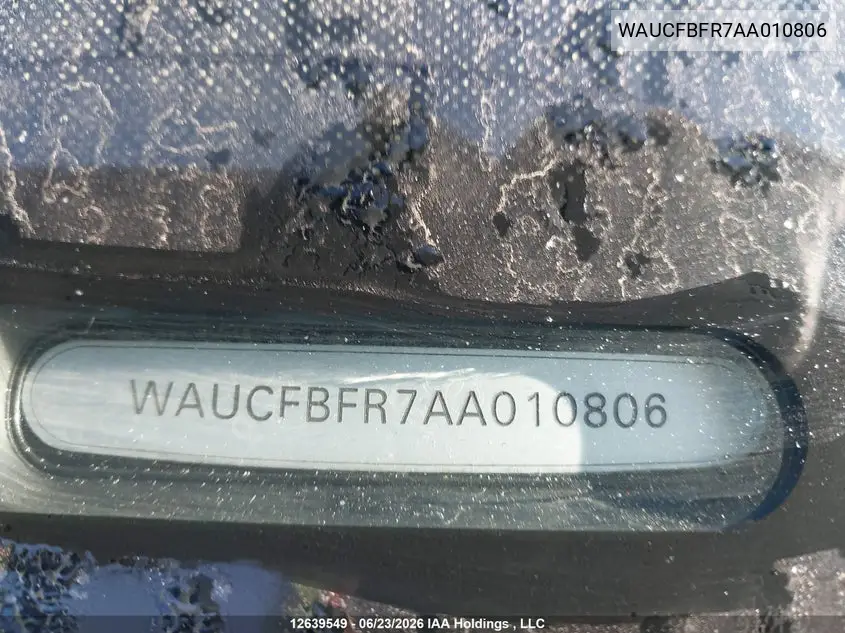 2010 Audi A5 Premium VIN: WAUCFBFR7AA010806 Lot: 12639549