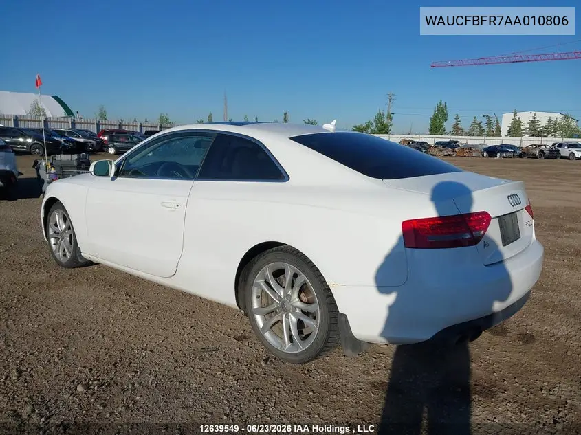 2010 Audi A5 Premium VIN: WAUCFBFR7AA010806 Lot: 12639549